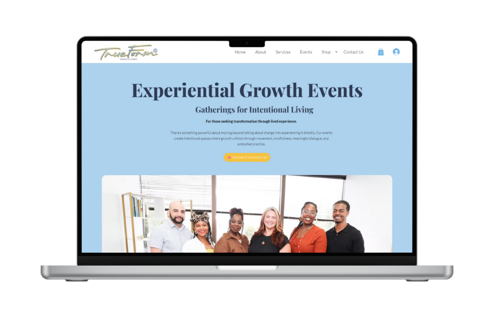 TrueForm Co. is a brand devoted to helping people pause, reconnect with their authentic selves, and live more grounded lives. Their offerings include identity coaching, retreats & workshops, leadership training, holistic goods (body oils, journals), and events that bring people into community and transformation.