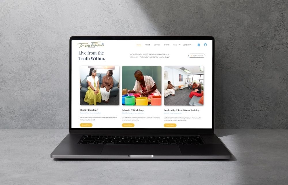 TrueForm Co. is a brand devoted to helping people pause, reconnect with their authentic selves, and live more grounded lives. Their offerings include identity coaching, retreats & workshops, leadership training, holistic goods (body oils, journals), and events that bring people into community and transformation.